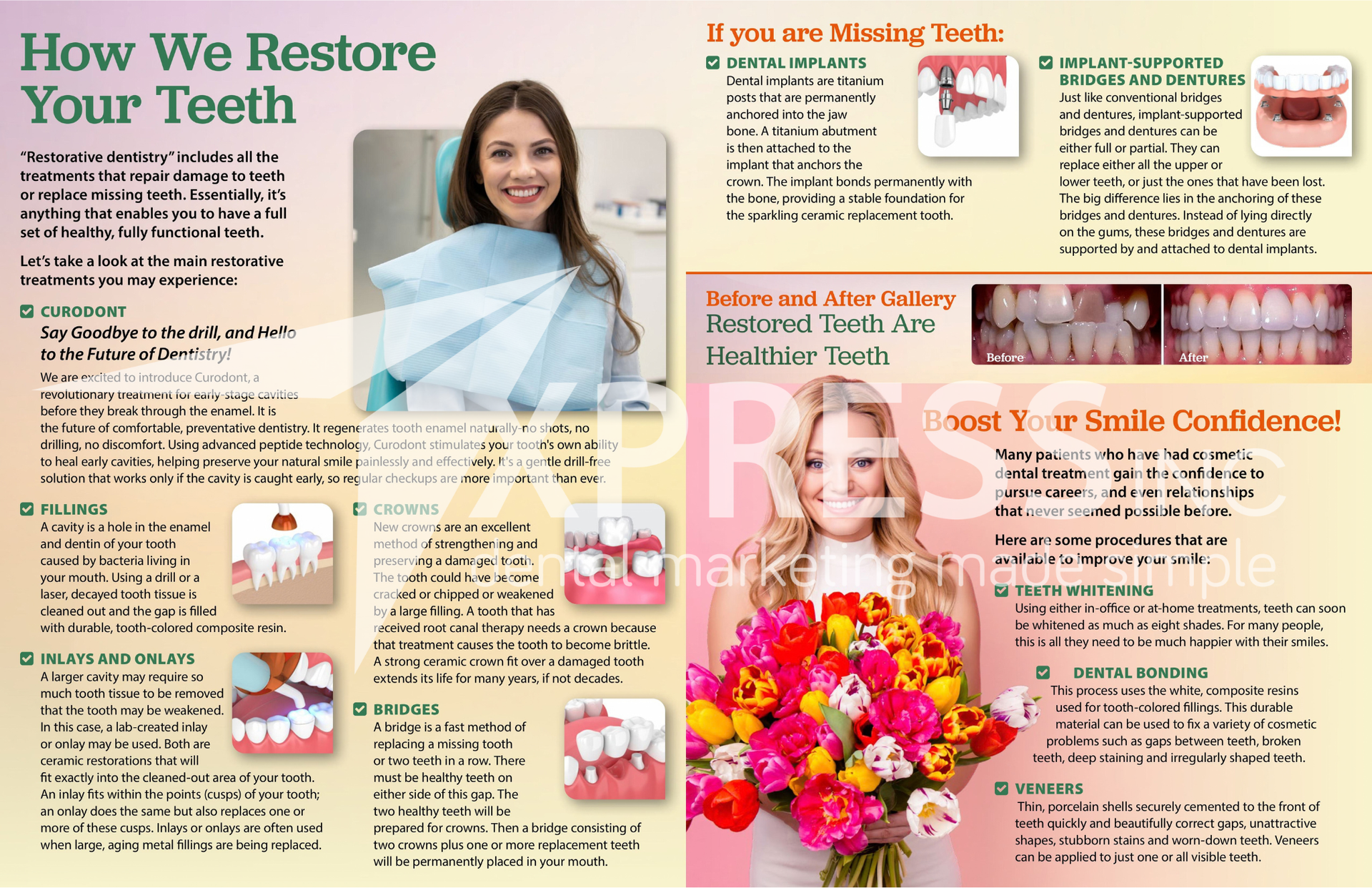Promotional flyer for Montpelier Family Dentistry, listing services, a new patient offer, location, and contact information.
