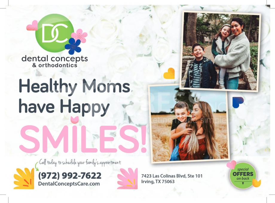 A smiling family in winter gear promotes Smiles By Design. Contact info: (315) 417-8784, 1304 Buckley Rd, and SmilesBD.com.
