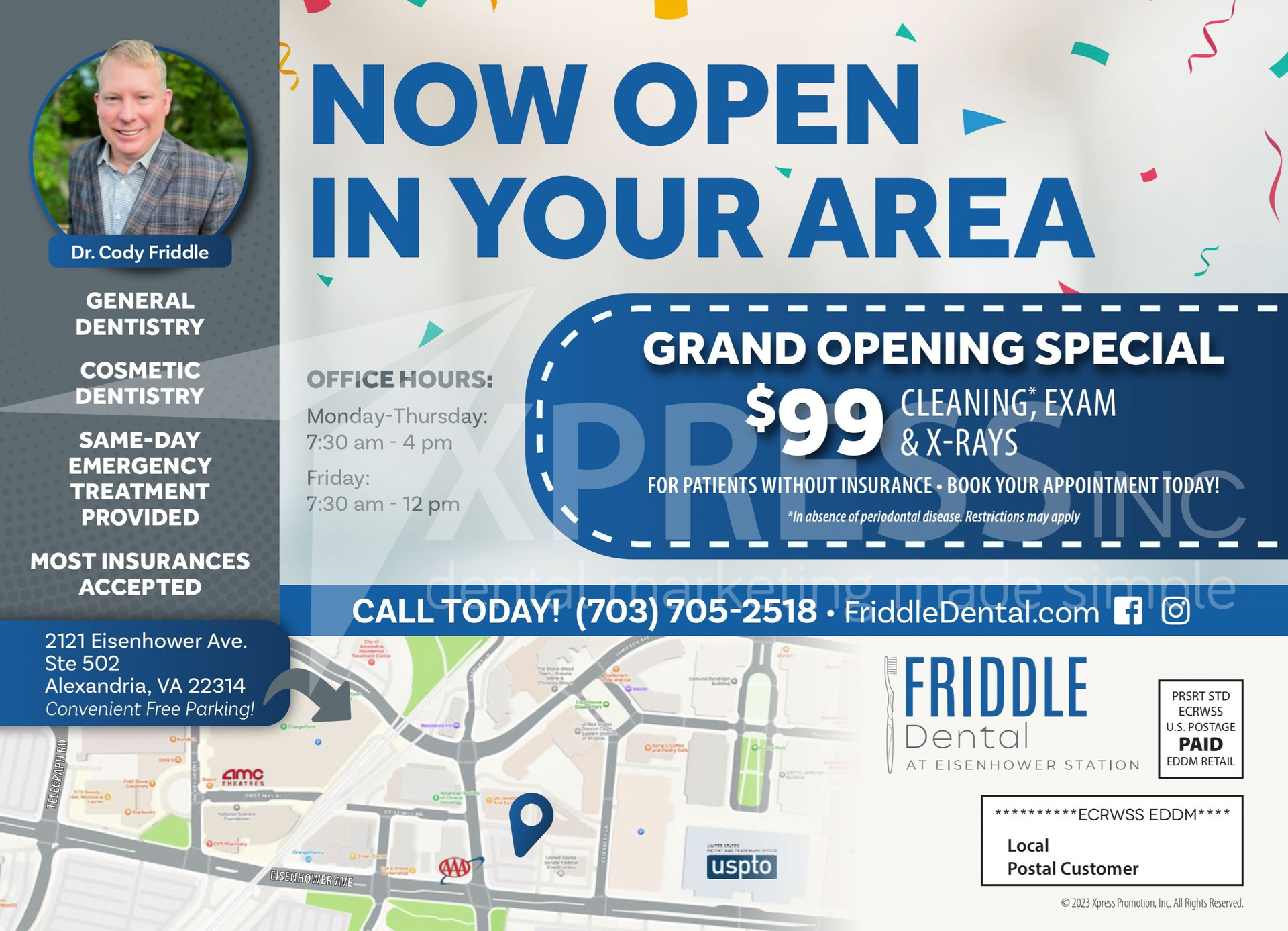 Soul Smiles Dentistry promotional mailer featuring a map, contact info, and special offers for new patients.
