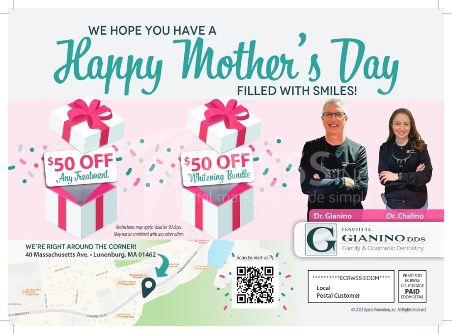Promotional flyer for Montpelier Family Dentistry, listing services, a new patient offer, location, and contact information.