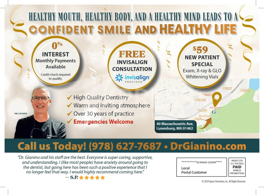 Soul Smiles Dentistry promotional mailer featuring a map, contact info, and special offers for new patients.
