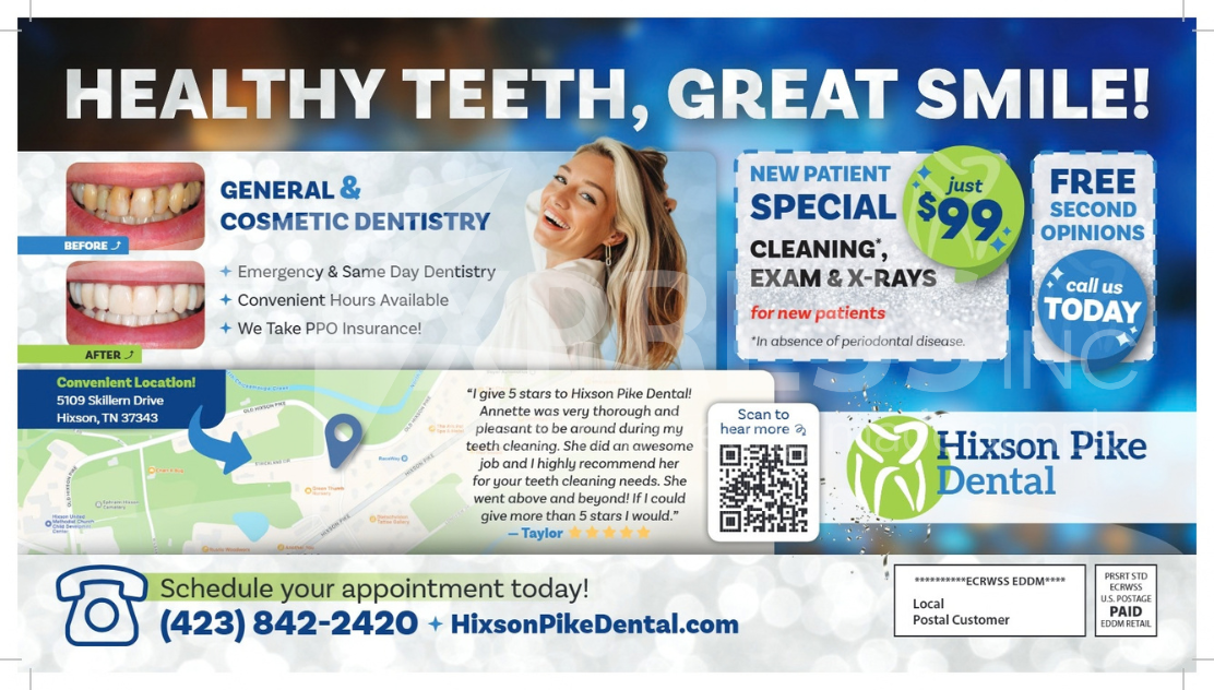 Promotional flyer for Ronald A. Murphy, DMD, advertising a free exam and X-rays for new patients in Batavia, IL.