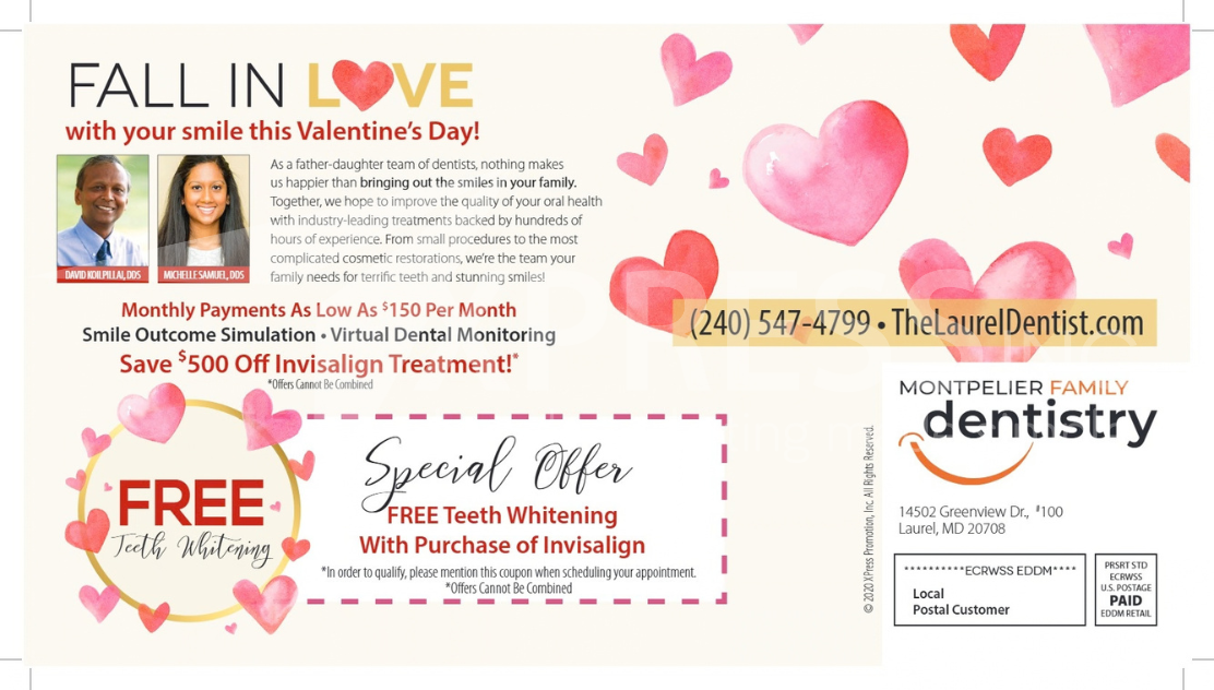 Dental Wellness Center promotional postcard offering $2,000 off implant procedures and a free consultation at (920) 328-0995.