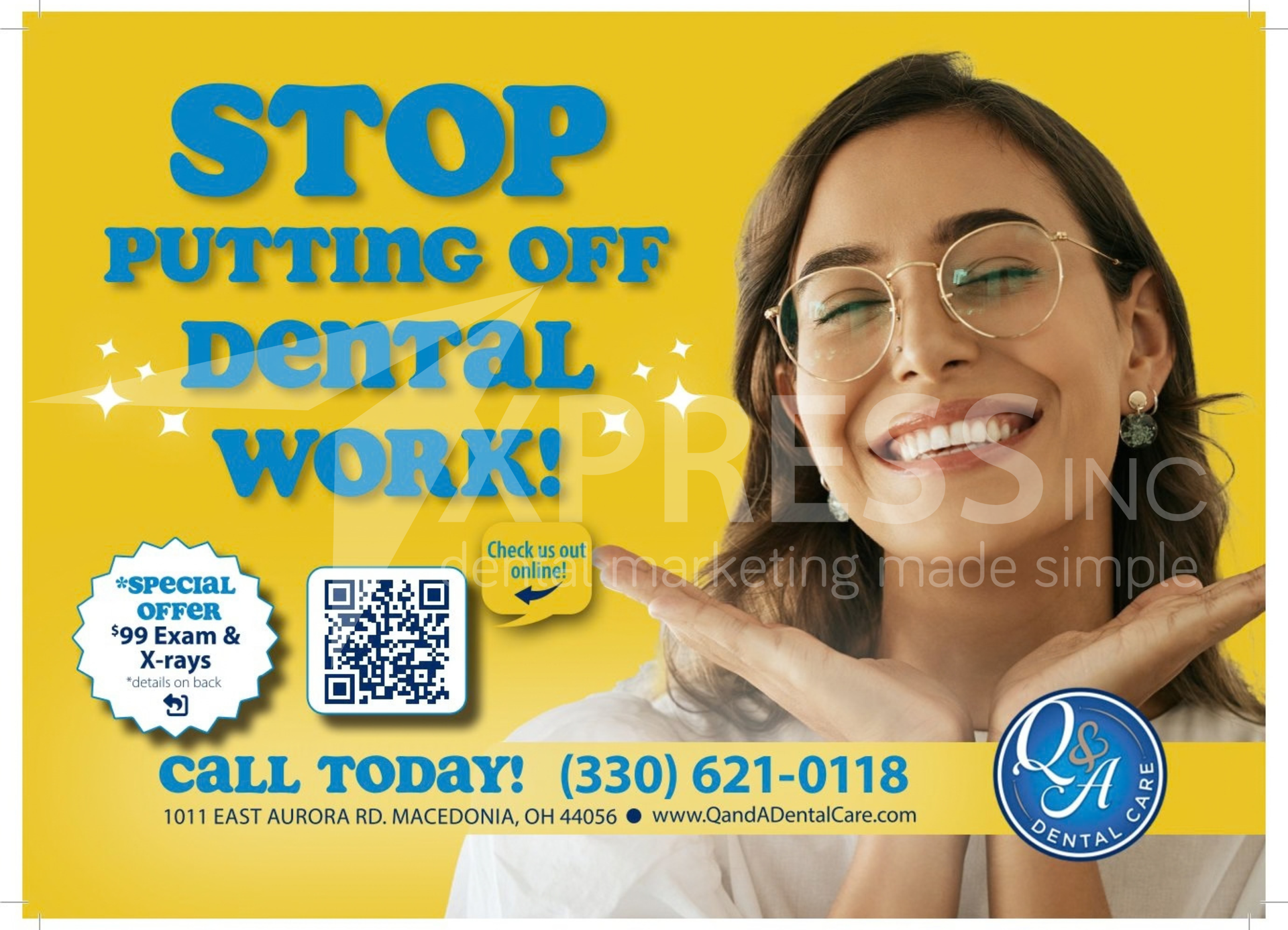 Grand Opening flyer for Core Dentistry, featuring a $59 special for cleaning, exam, and X-rays. Phone: (803) 485-1100.