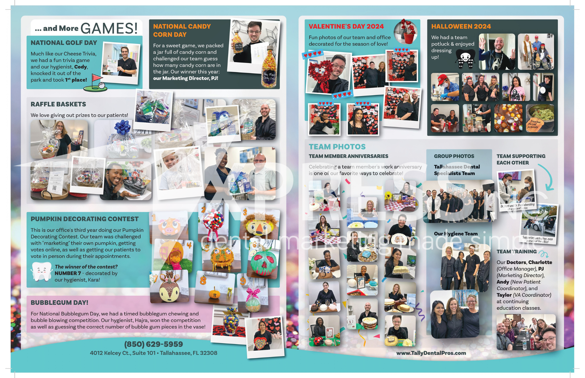 Promotional flyer for Montpelier Family Dentistry, listing services, a new patient offer, location, and contact information.