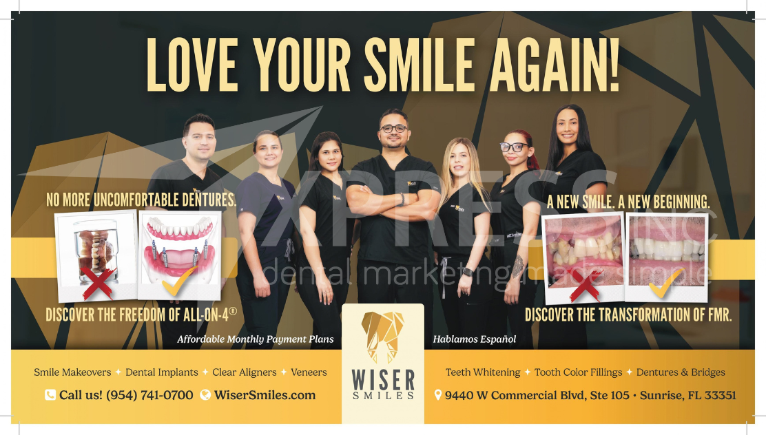 Dental emergency advertisement for Bella Dental featuring a person in pain, contact info, and a free offer for an exam.