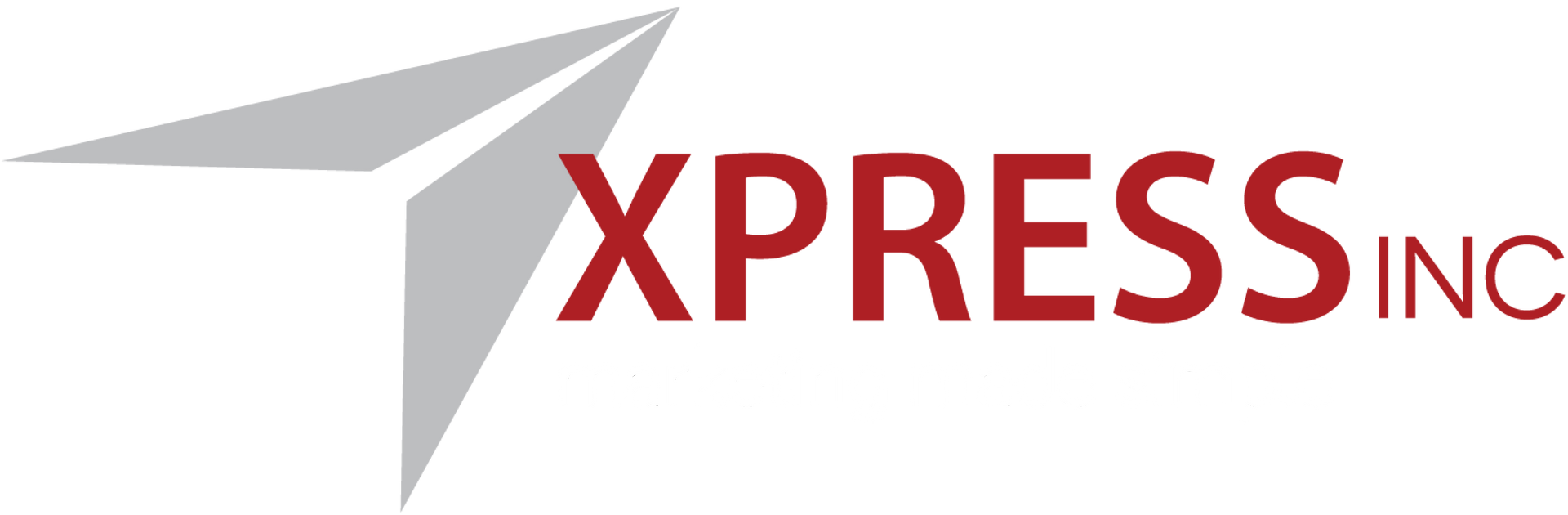 Logo of Xpress Inc. with a gray angular shape and red text on a white background.