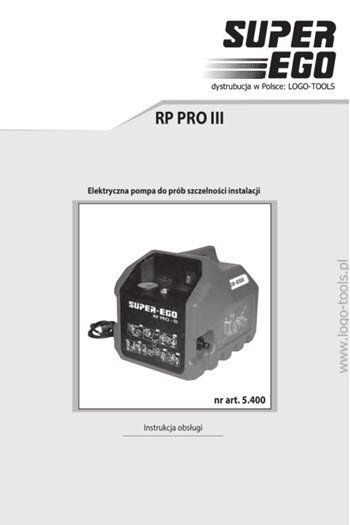 SEGO pompa TP100 instrukcja obsługi