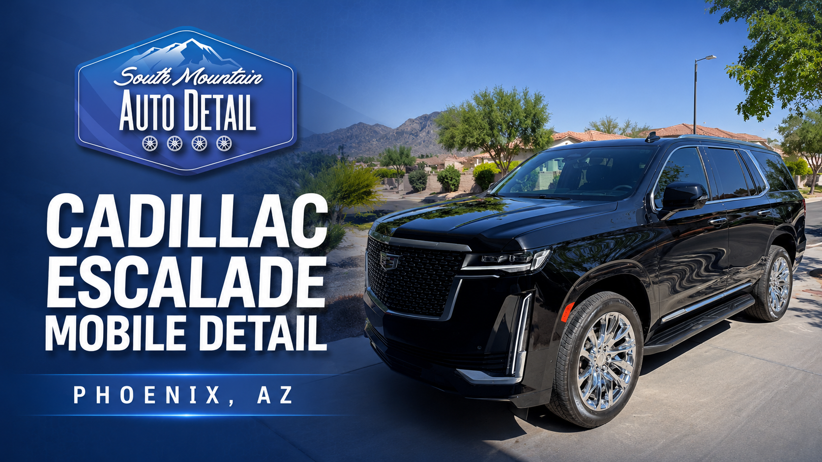 Black Cadillac Escalade after mobile detailing in Phoenix Arizona by South Mountain Auto Detail