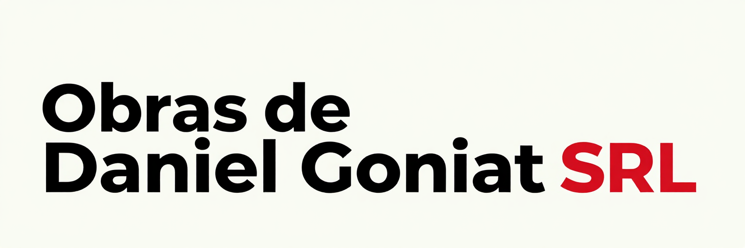 Logotipo de “Obras de Daniel Goniat SRL” en negro y rojo sobre fondo blanco.