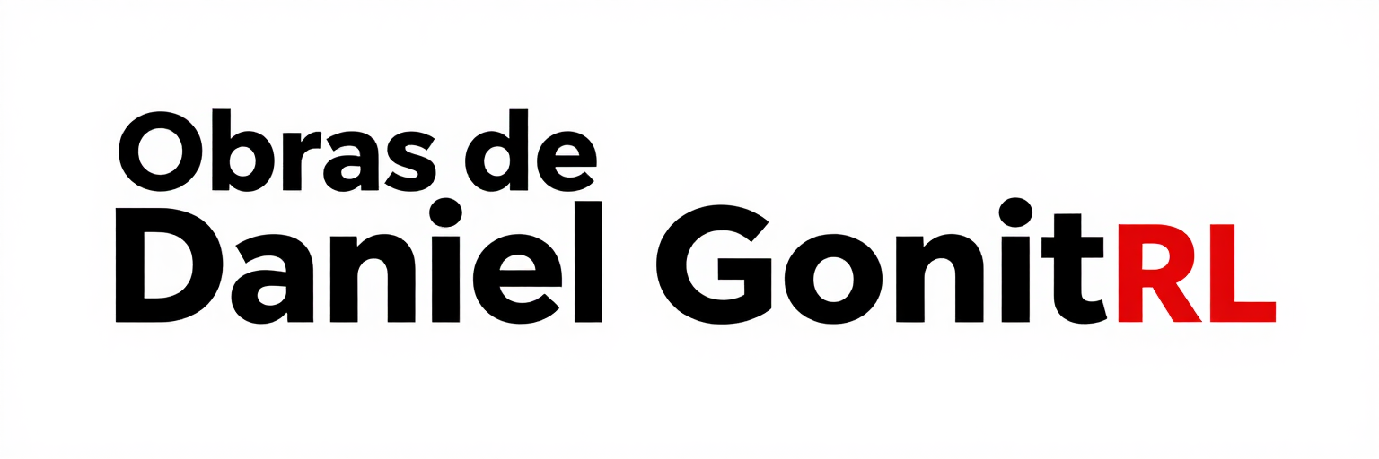 Logotipo con el texto negro «Obras de Daniel Gonit» y las letras rojas «RL» sobre un fondo blanco