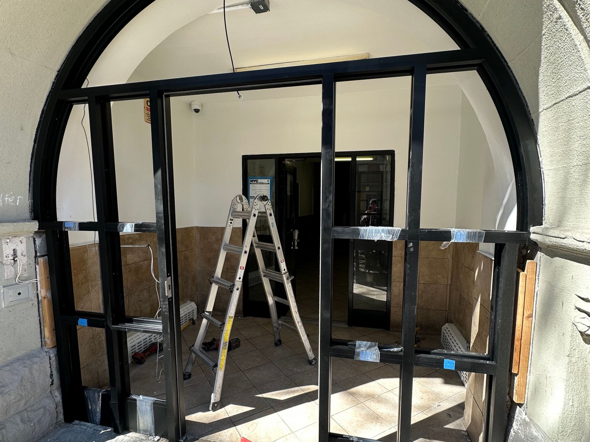 storefront framing installation at an apartment building in Brooklyn NY