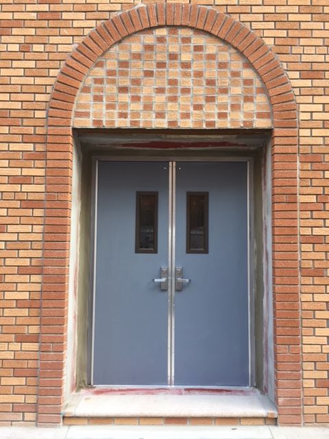 New fire-rated hollow metal double doors at Mount Horeb Church, 1788 Townsend Ave, Bronx NY