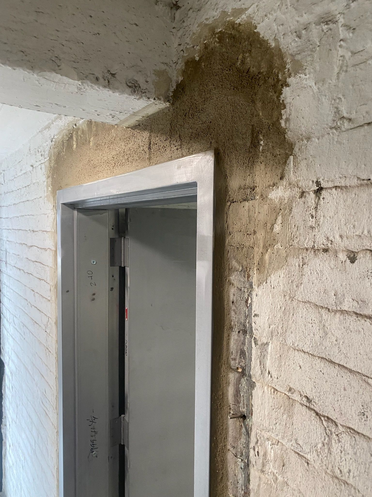 New metal door framing at an apartment building in Long Island City, Queens