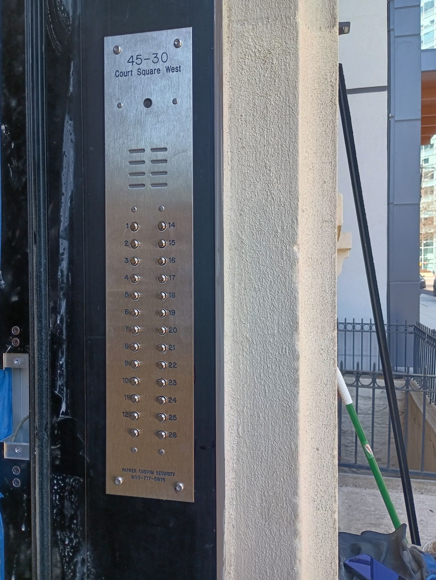 Access control system installed at an apartment building in Long Island City, Queens