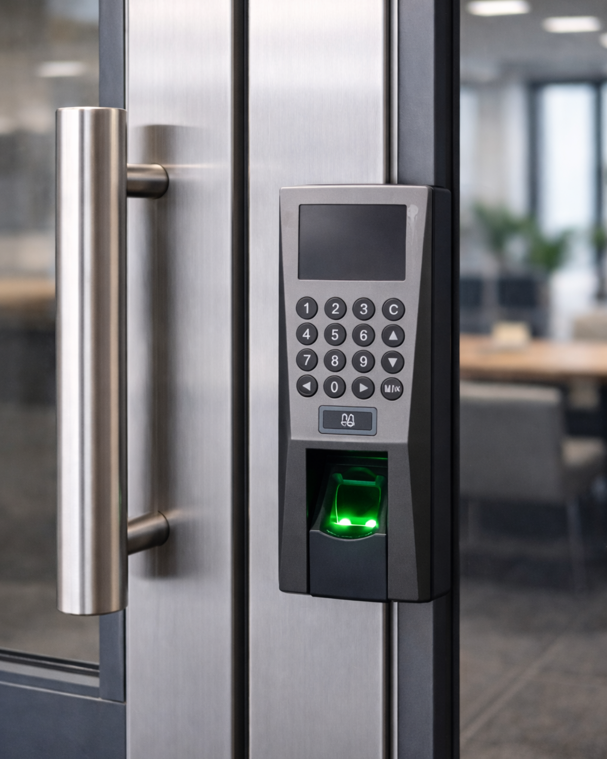 Access control pad installed on door in NYC