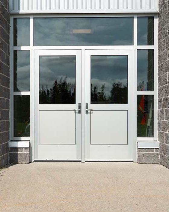 Storefront doors are installed with security in mind. Secure hardware, and reinforced framing is used.
