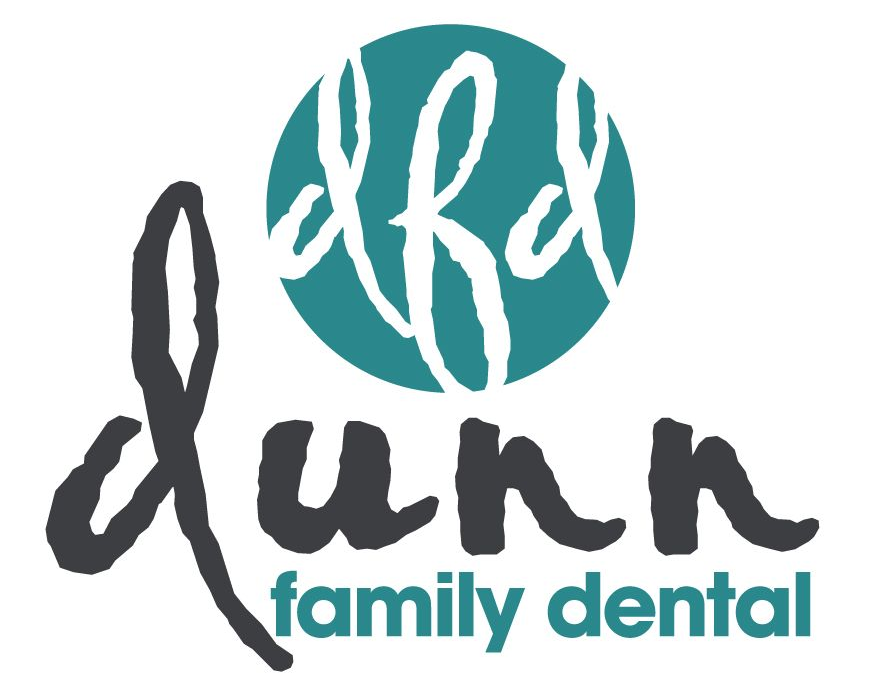 Dunn Family Dental logo: Teal circle with 