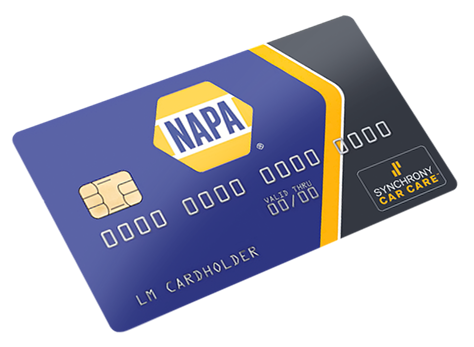 NAPA branded blue and yellow credit card on a white background | Browncroft Garage
