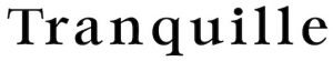 The word tranquile is written in black on a white background