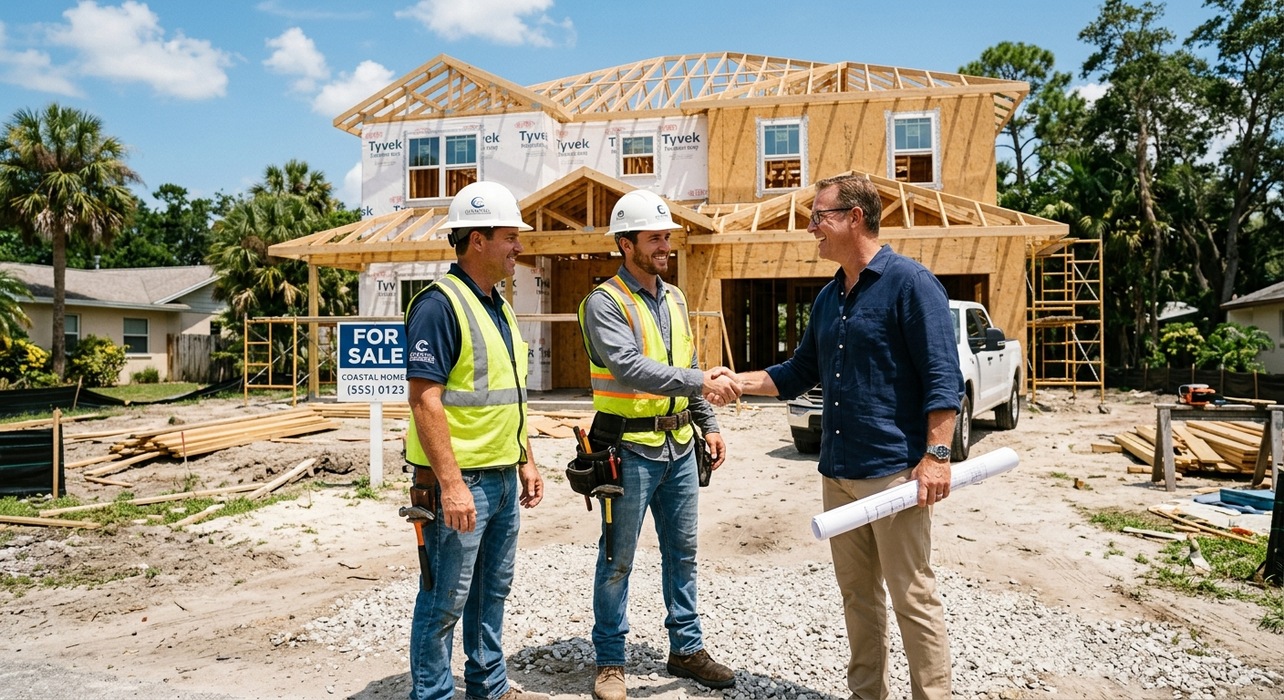 Florida contractor reviewing surety bond documents at a construction site in South Florida