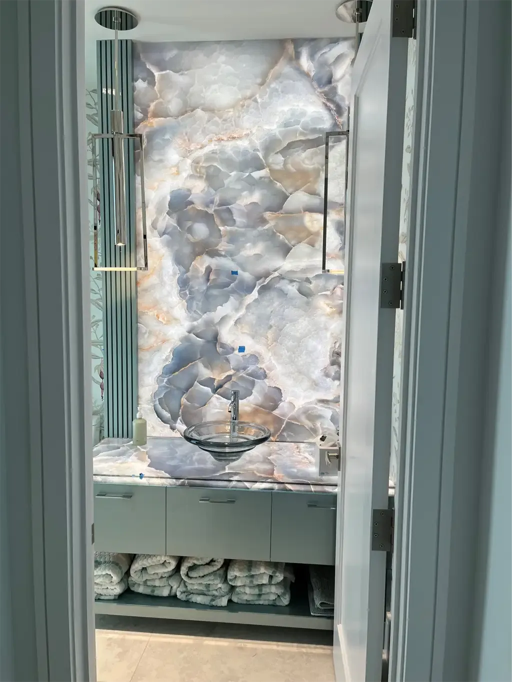 Luxury bathroom vanity install Kitchen & Bath Studios Inc Coconut Creek Florida.