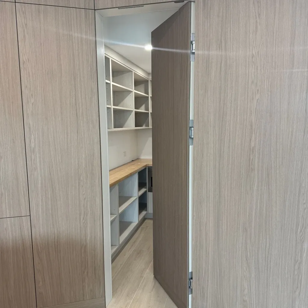 Custom walk-in pantry shelves Kitchen & Bath Studios Inc Coconut Creek Florida.