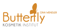 Ein Logo für das Butterfly Kosmetik Institut mit einem Schmetterling darauf