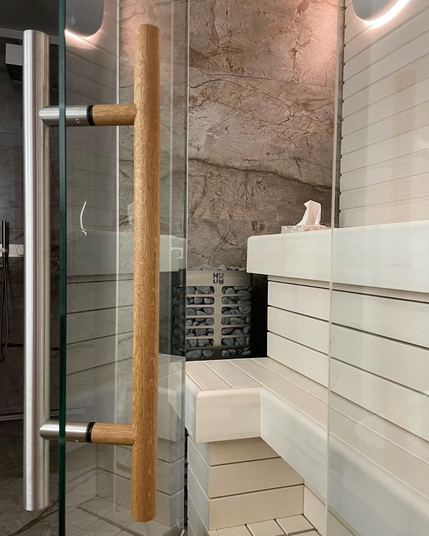 Sauna klaasukse käepide puit + metall
