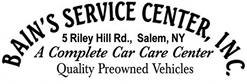 Bain&rsquo;s Service Center logo with address in Salem, NY and &ldquo;A Complete Car Care Center&rdquo; slogan