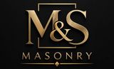 Gold M&S Masonry logo on a black background with a geometric frame.