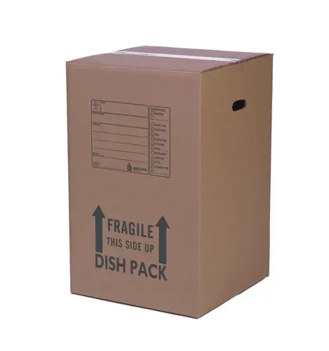 Cardboard moving box labeled
