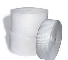 Rolls of clear bubble wrap for packaging and protection.