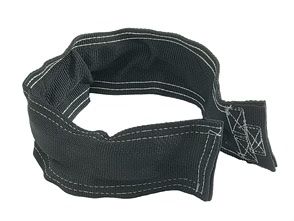 Black fabric wrap with white stitching, open with Velcro closure.