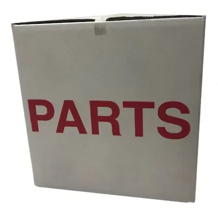 White cardboard box labeled