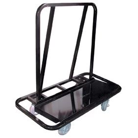 Black metal platform cart with a tall handle.