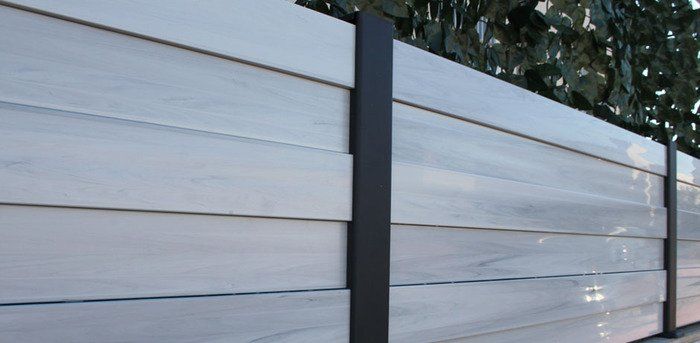 Sunset Valla de PVC color gris imitacion madera