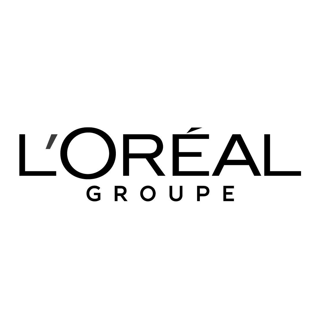 Logotipo de L'Oréal Groupe en texto negro sobre fondo blanco