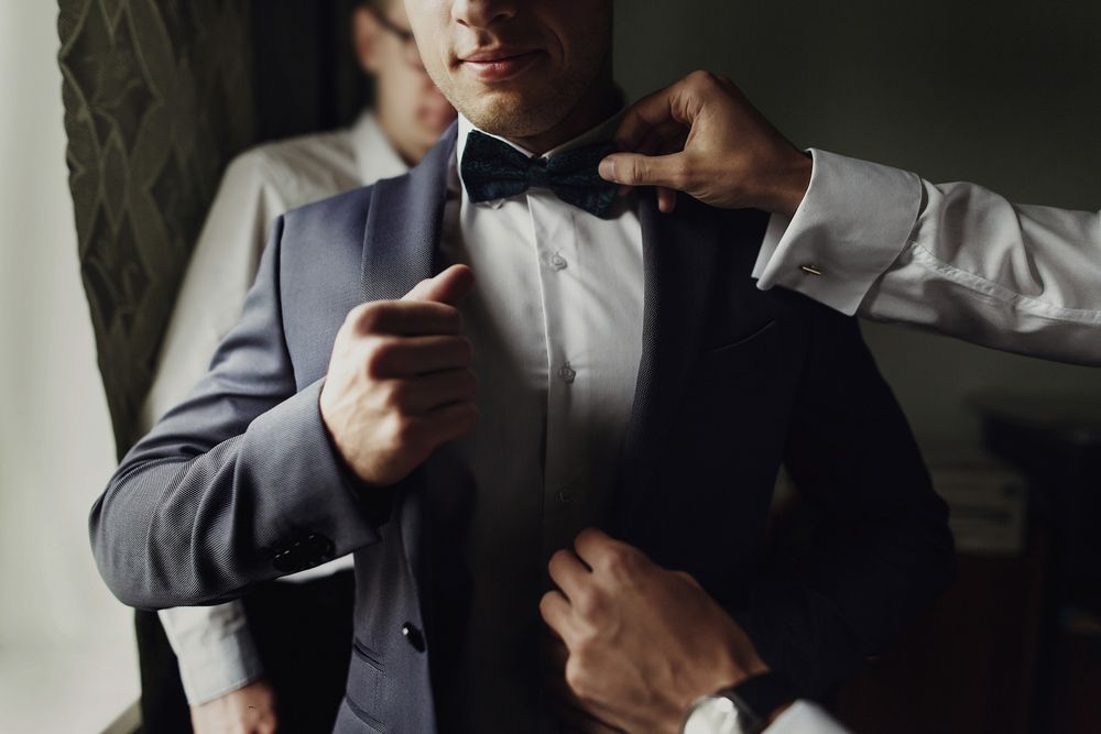 Man Wearing Wedding Suit — New Park Suit Hire & Menswear in Hermit Park, QLD