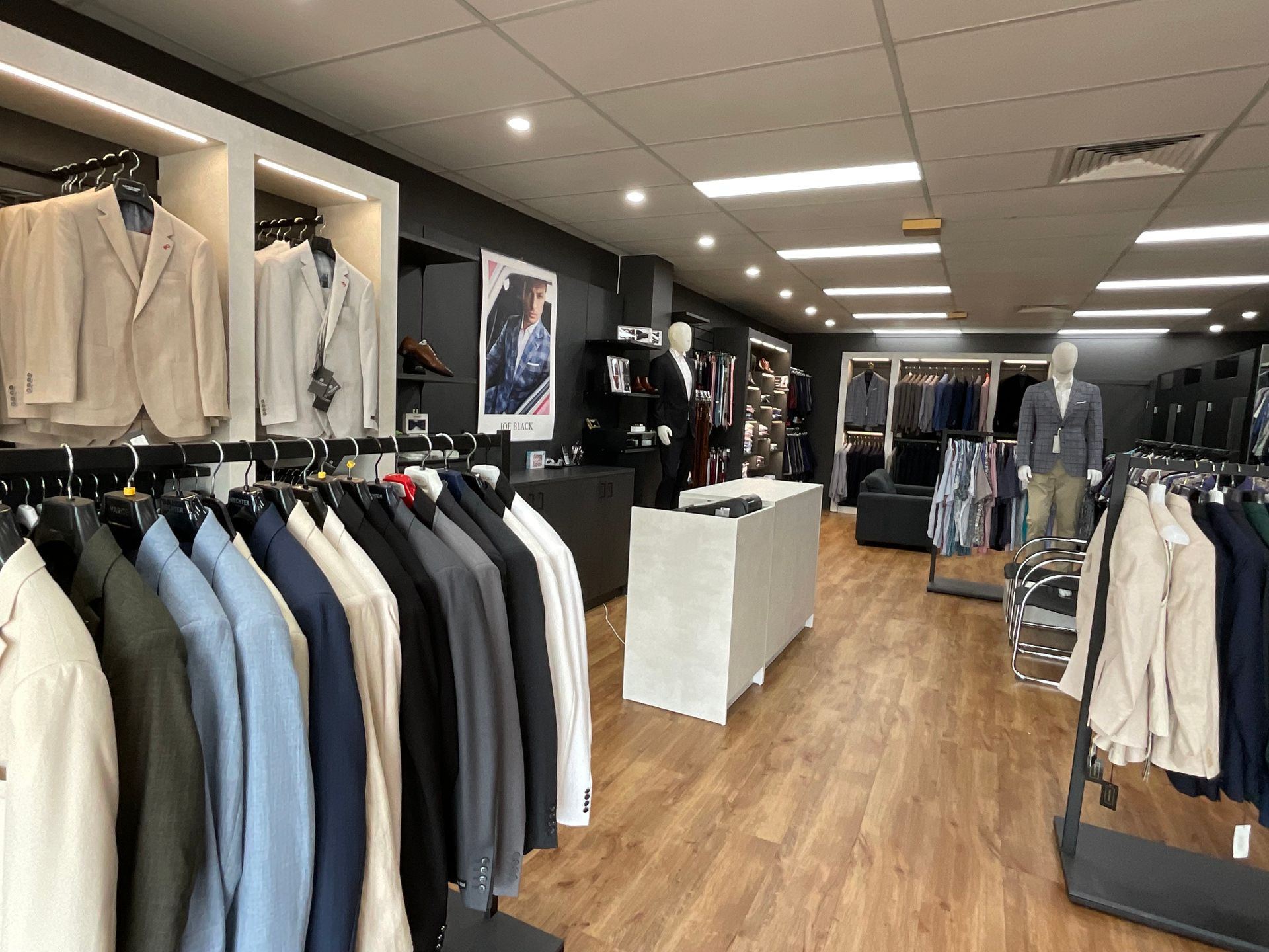 Suit Jacket Display in Store — New Park Suit Hire & Menswear in Hermit Park, QLD