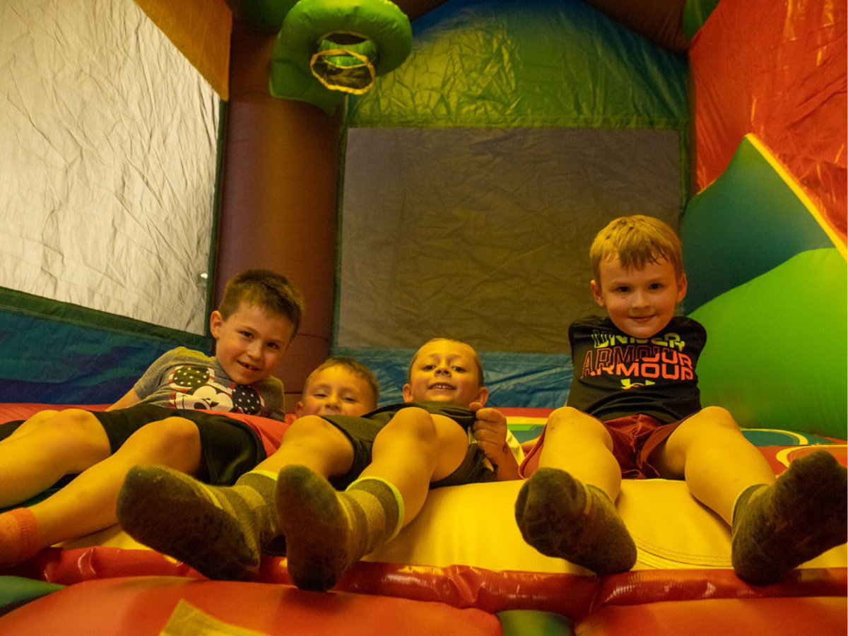 A group of people are playing a game of laser tag