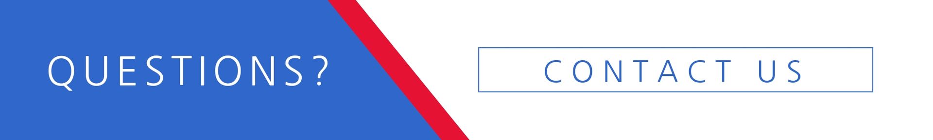 Blue “Questions?” tab beside a white “Contact Us” button.