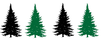 A set of four green and black christmas trees on a white background.