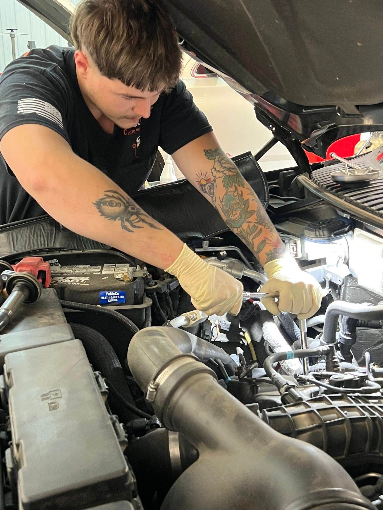 Mechanic Working on a Car Engine, Wearing Gloves | Car Clinic