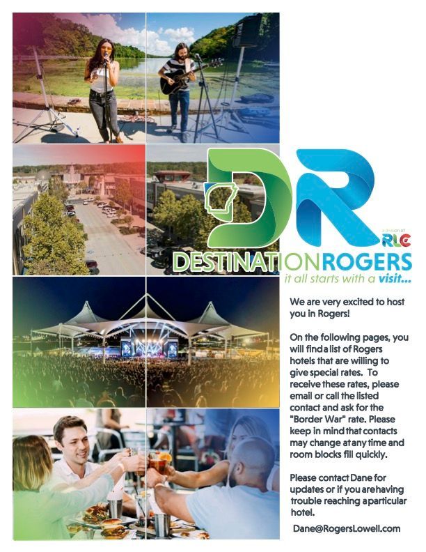 Destination Roers collage with scenic resort, waterpark, dining, and travel logo on white background