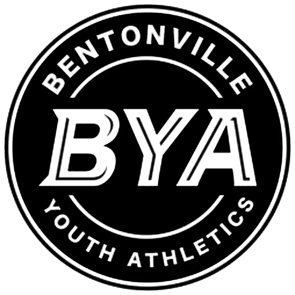 Black and white BYA logo in a circle: 