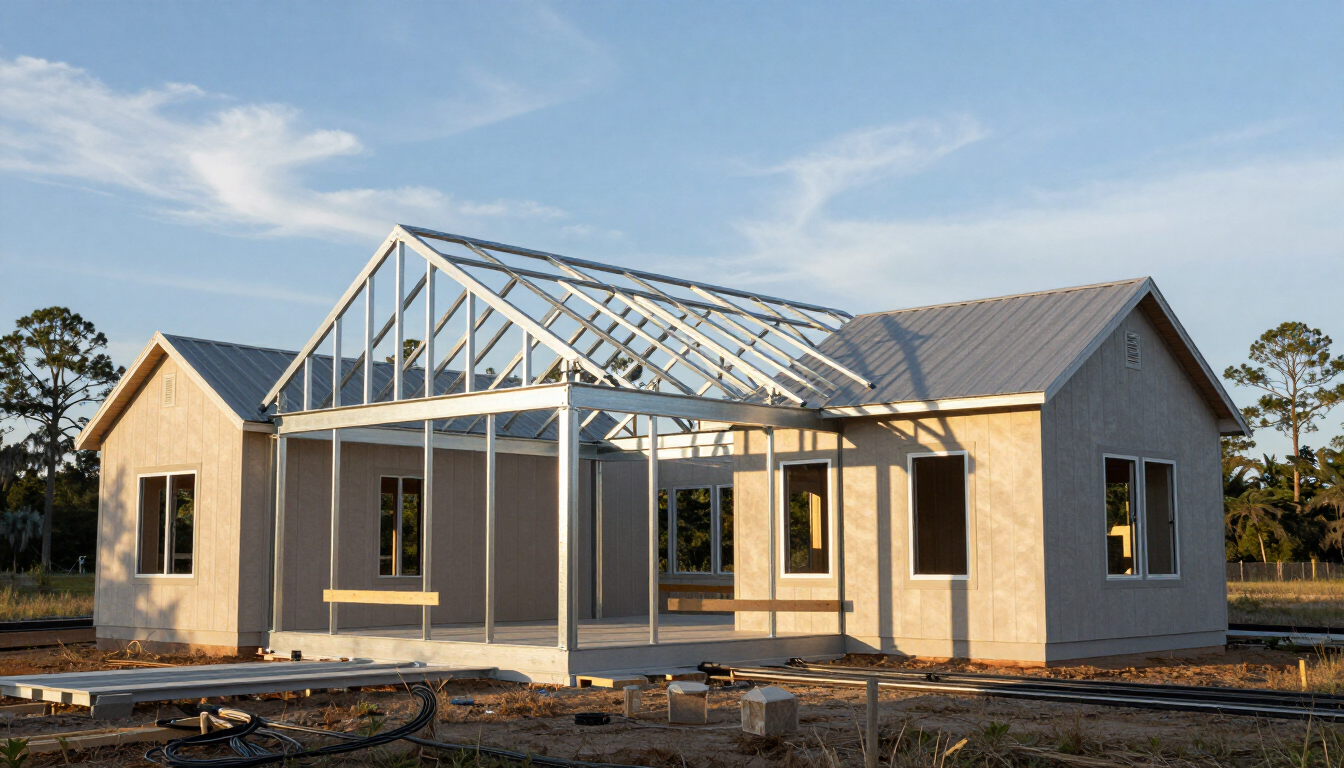 Barndominium construction shell and finished home