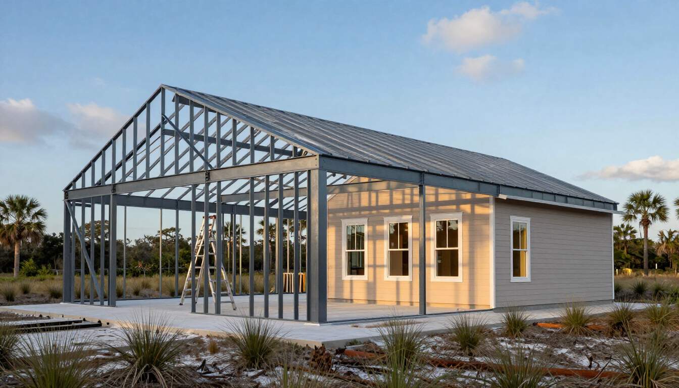 Barndominium construction shell and finished home
