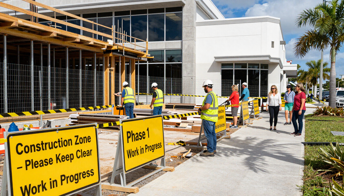 Commercial construction addition with phased work around an operating business