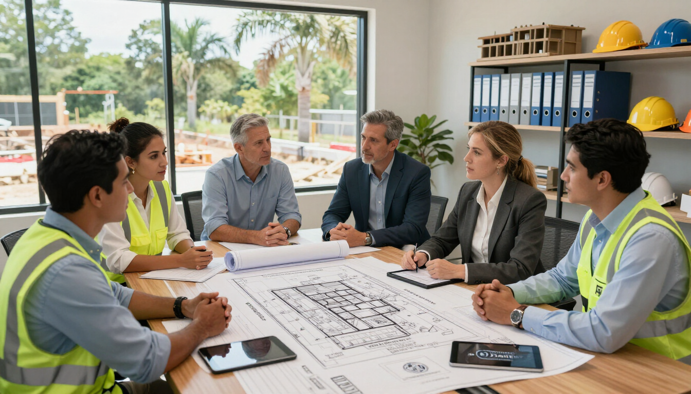 Construction feasibility study site planning meeting